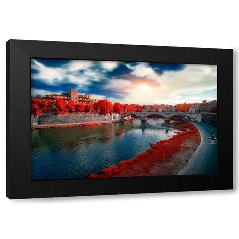 Roma-Victor Emmanuel II Black Modern Wood Framed Art Print with Double Matting by Gee, Tonee