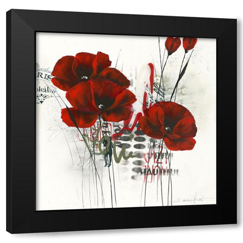Pavot dhiver abstrait 2.0Â  I Black Modern Wood Framed Art Print with Double Matting by Zacher-Finet, Isabelle
