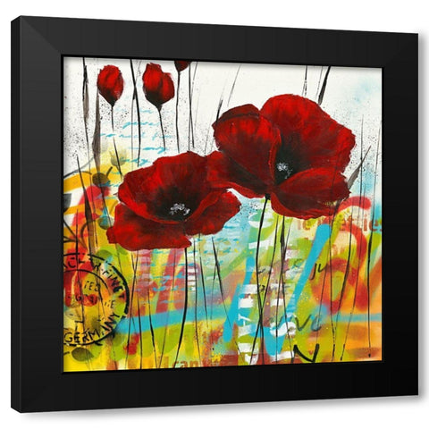 Pavot abstrait - next Level I Black Modern Wood Framed Art Print with Double Matting by Zacher-Finet, Isabelle