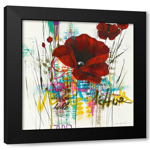 Pavot abstrait - next Level II Black Modern Wood Framed Art Print with Double Matting by Zacher-Finet, Isabelle