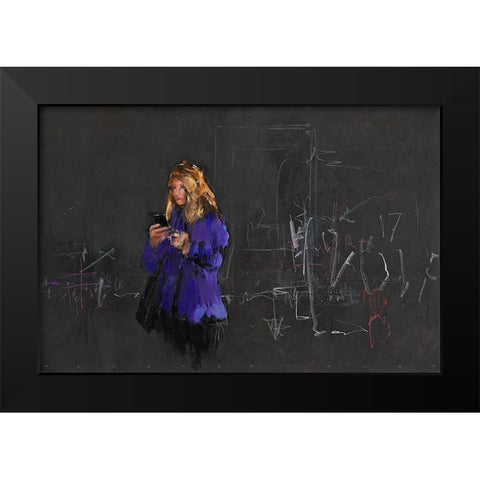 Mobile Black Modern Wood Framed Art Print by Groenhart, Jan