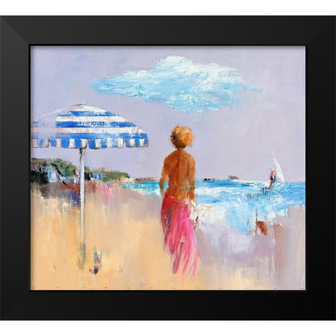 Beach Black Modern Wood Framed Art Print by Groenhart, Jan