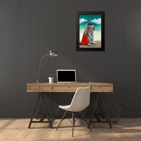Super Lapin V Black Modern Wood Framed Art Print by Ann R