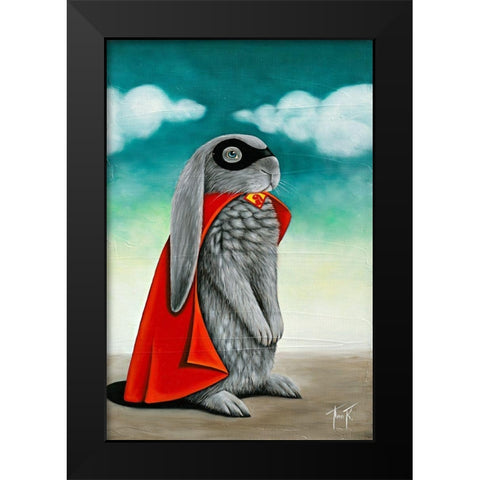 Super Lapin V Black Modern Wood Framed Art Print by Ann R