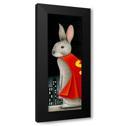 Super Lapin IV Black Modern Wood Framed Art Print with Double Matting by Ann R