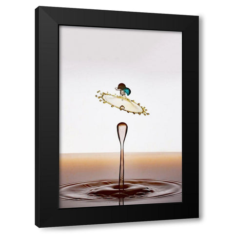 Flying Drop Black Modern Wood Framed Art Print with Double Matting by Sanchez, Manuel