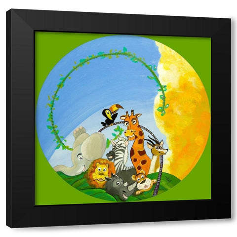 Les amis Black Modern Wood Framed Art Print with Double Matting by Naudin, Genevieve