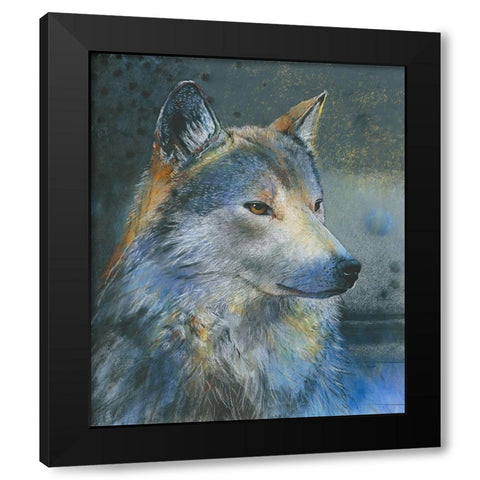 Grauer Wolf Black Modern Wood Framed Art Print by Botman, Loes