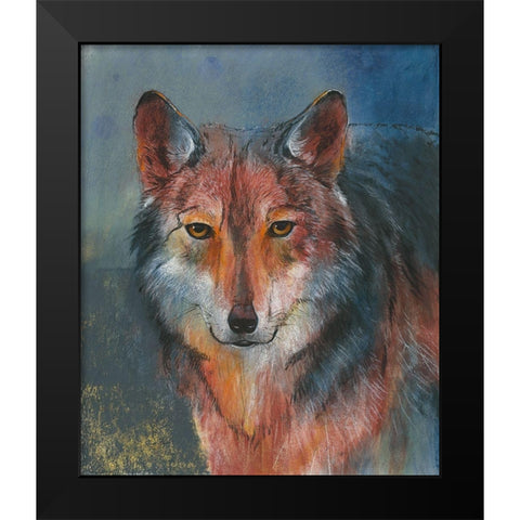 Roter Wolf Black Modern Wood Framed Art Print by Botman, Loes