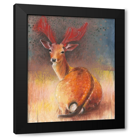 Hirsch Black Modern Wood Framed Art Print with Double Matting by Botman, Loes