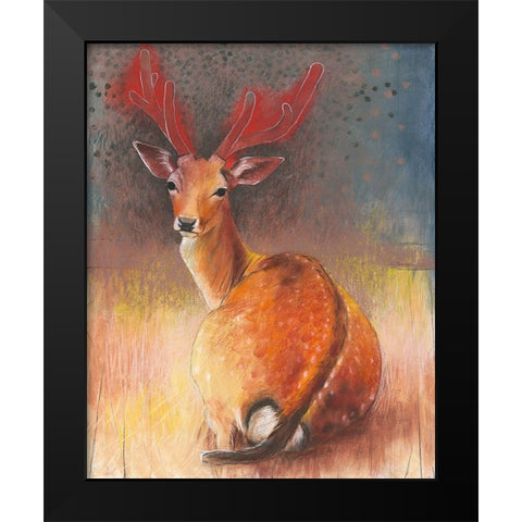 Hirsch Black Modern Wood Framed Art Print by Botman, Loes