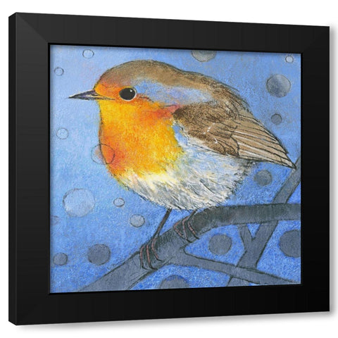 Rotkehlchen Black Modern Wood Framed Art Print by Botman, Loes