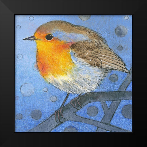 Rotkehlchen Black Modern Wood Framed Art Print by Botman, Loes