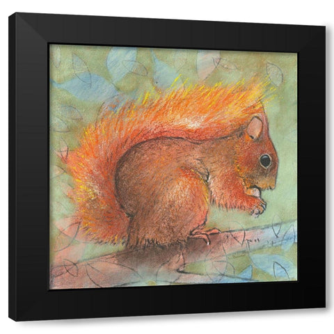 Eichhornchen Black Modern Wood Framed Art Print with Double Matting by Botman, Loes