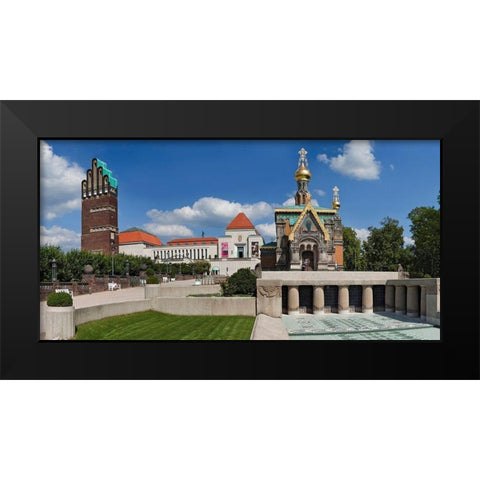 Mathildenhohe Darmstadt Panorama Black Modern Wood Framed Art Print by Fischer, Rolf