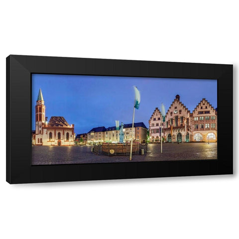 Frankfurt Romer Abend Panoramadetail Black Modern Wood Framed Art Print with Double Matting by Fischer, Rolf