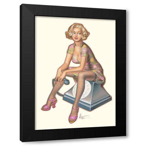 Telefon Black Modern Wood Framed Art Print with Double Matting by Hitte, Patrick
