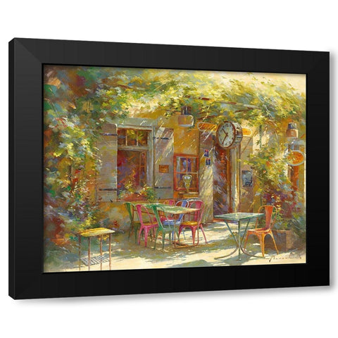Au Bistrot de Marie Black Modern Wood Framed Art Print with Double Matting by Messely, Johan
