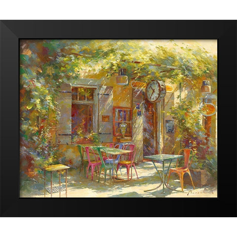 Au Bistrot de Marie Black Modern Wood Framed Art Print by Messely, Johan