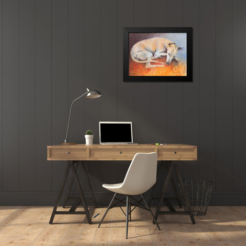 Dog resting Black Modern Wood Framed Art Print by Botman, Loes