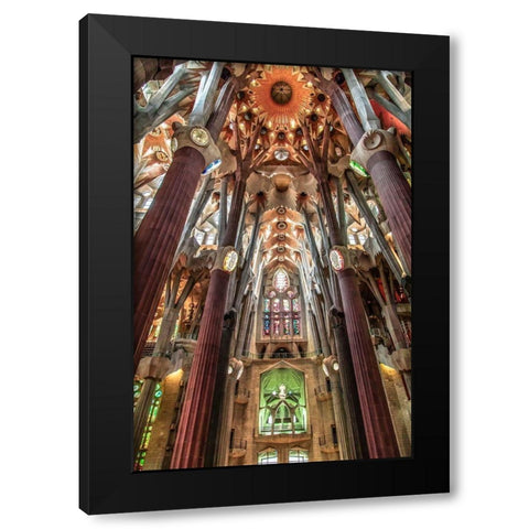 Barcelona Black Modern Wood Framed Art Print with Double Matting by Ronin