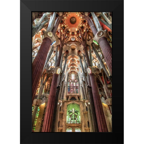 Barcelona Black Modern Wood Framed Art Print by Ronin