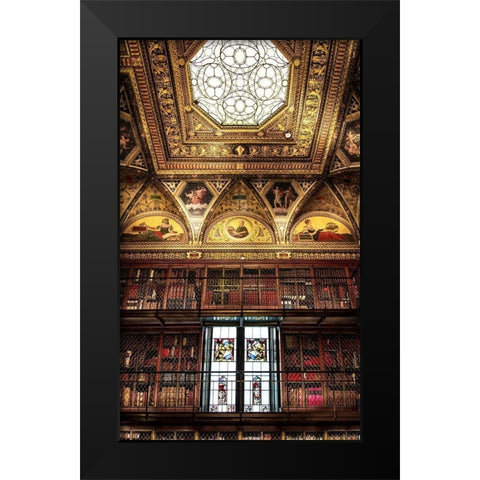 Library Room II Black Modern Wood Framed Art Print by Ronin