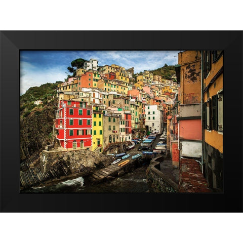 Cinque Terre Black Modern Wood Framed Art Print by Ronin
