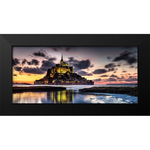 Mont Saint Michel Black Modern Wood Framed Art Print by Ronin