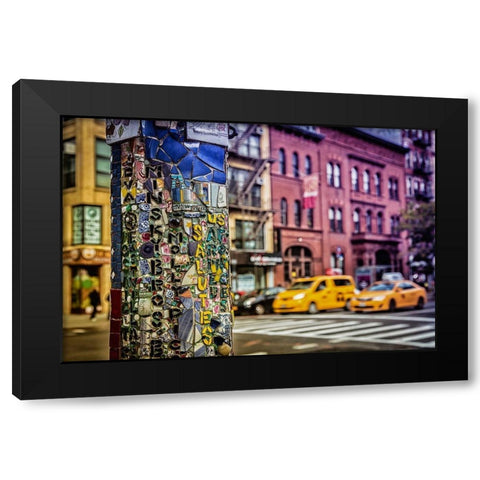 New York Streets Black Modern Wood Framed Art Print by Ronin
