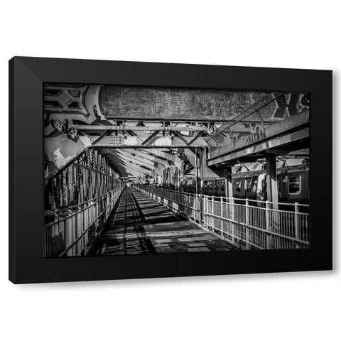 New York Train Black Modern Wood Framed Art Print with Double Matting by Ronin