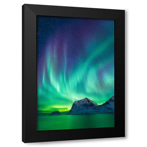 Aurore Boreale II Black Modern Wood Framed Art Print with Double Matting by Bertrande, Arnaud