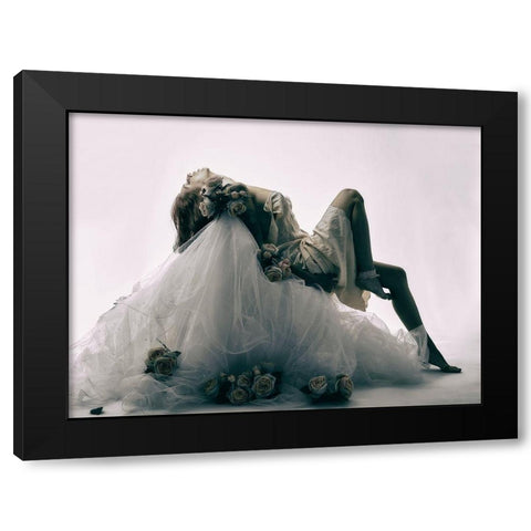Inked Rose Black Modern Wood Framed Art Print with Double Matting by Milillo, Marco