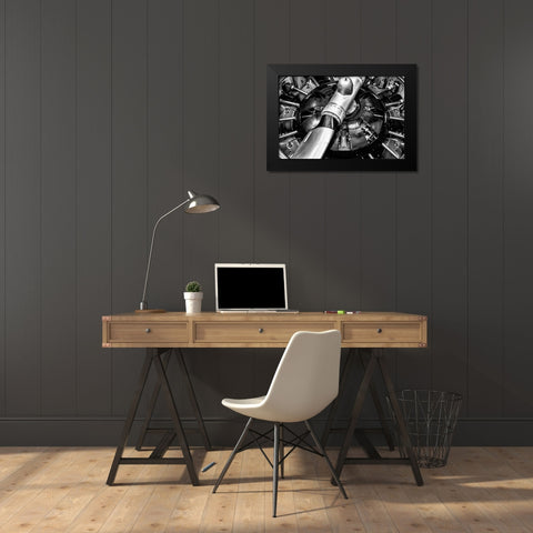 Propellor Engine close up 2 Black Modern Wood Framed Art Print by Ronin
