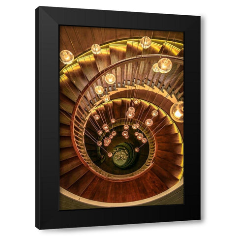 Dreamy Staircase Black Modern Wood Framed Art Print with Double Matting by Ronin