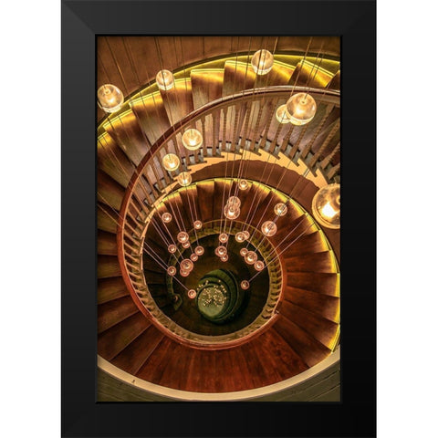 Dreamy Staircase Black Modern Wood Framed Art Print by Ronin
