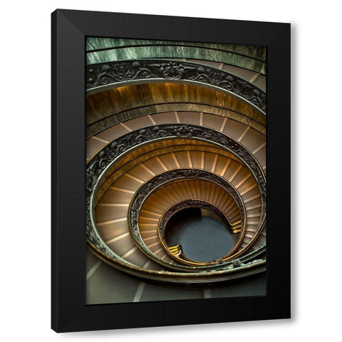 Roman Staircase Black Modern Wood Framed Art Print by Ronin