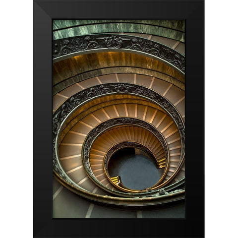 Roman Staircase Black Modern Wood Framed Art Print by Ronin