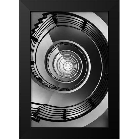 Hypnotic Black Modern Wood Framed Art Print by Ronin
