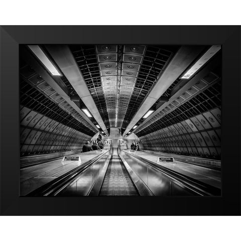 Metro Black Modern Wood Framed Art Print by Ronin