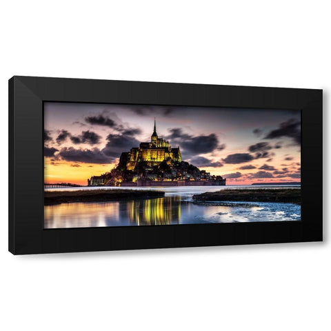 Mont Saint Michel Black Modern Wood Framed Art Print by Ronin