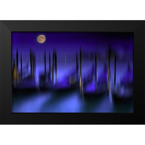 Kanale Grande Blaue Stunde Black Modern Wood Framed Art Print by Fischer, Rolf