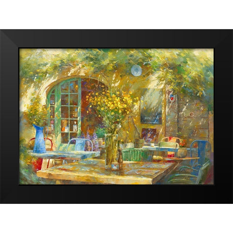 Terrasse - Le petit cafe Black Modern Wood Framed Art Print by Messely, Johan