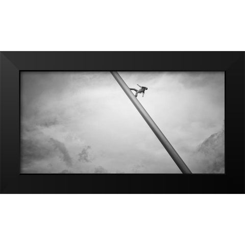 Man walking the Sky Black Modern Wood Framed Art Print by Stein, Oliver