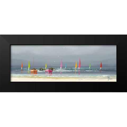 La plage Black Modern Wood Framed Art Print by Flanet, Frederic