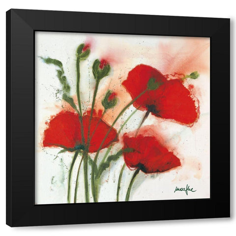 Mohnblumen im Wind I Black Modern Wood Framed Art Print by Marthe