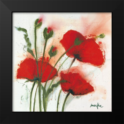 Mohnblumen im Wind I Black Modern Wood Framed Art Print by Marthe