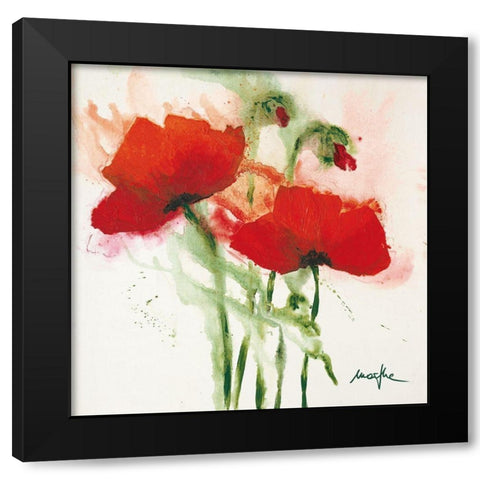 Mohnblumen im Wind II Black Modern Wood Framed Art Print with Double Matting by Marthe