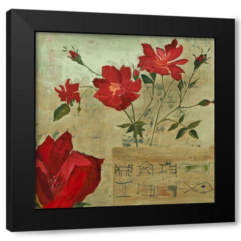 Peonia Black Modern Wood Framed Art Print by Richter-Armgart, Rose
