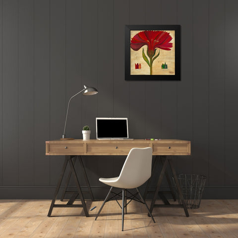 Gerbera Black Modern Wood Framed Art Print by Richter-Armgart, Rose